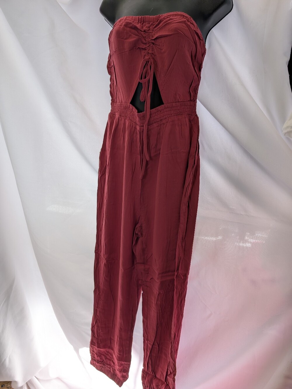 Burgundy Gilli Women's Smocked Waist Garnet Romper, Small, Med, Large